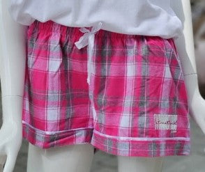 *2024 Pink Flannel Sleep Shorts